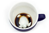 Ceramic dark blue coffee cup with 3D turtle design. thumbnail