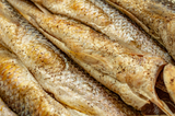 Close-up of several smoked mullets underside thumbnail