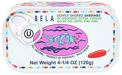 Bela Sardines in Organic Olive Oil w/ Piri Piri 