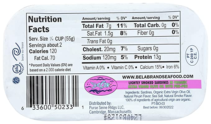 Bela Sardines in Organic Olive Oil w/ Piri Piri