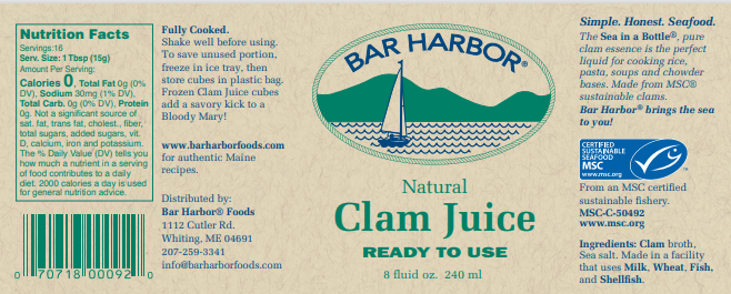 clam juice instructions and label 